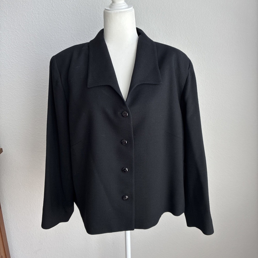 Vintage Pendleton Womens Virgin Wool Blazer Jacket Size 20W Black USA Career